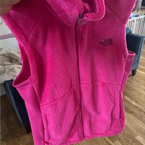 North Face, women's hot pink fleece vest. Medium.